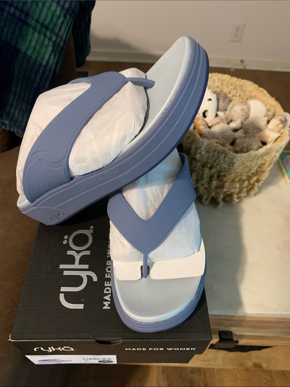 Ryka Blueish Gray Platform Flip Flops
